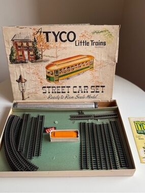 Vtg TYCO Street Car Set Ready To Run Scale Model Little Trains HO RARE 1950's